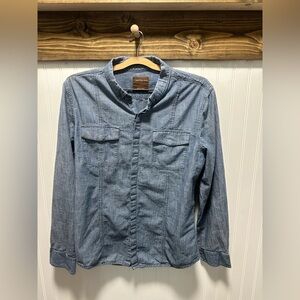 Calvin Klein Jeans Denim chambray Shirt Sz L covered buttons front seaming